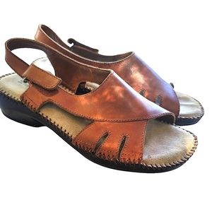 Naturalizer Slingback Leather Wedge Brown Sandals Size 8